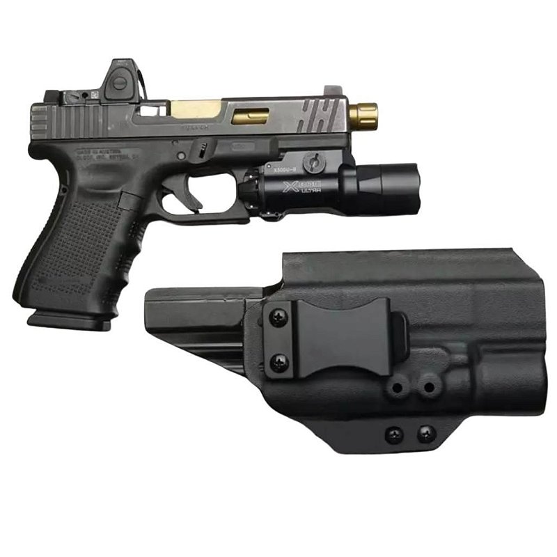 Lanterna LED tática para Glock, pistola direita, luz de caça, coldre Kydex,  mão direita, 17, 19, 21, 22, Gen 3, 4, 5, G23, 32, Gen 4 - AliExpress