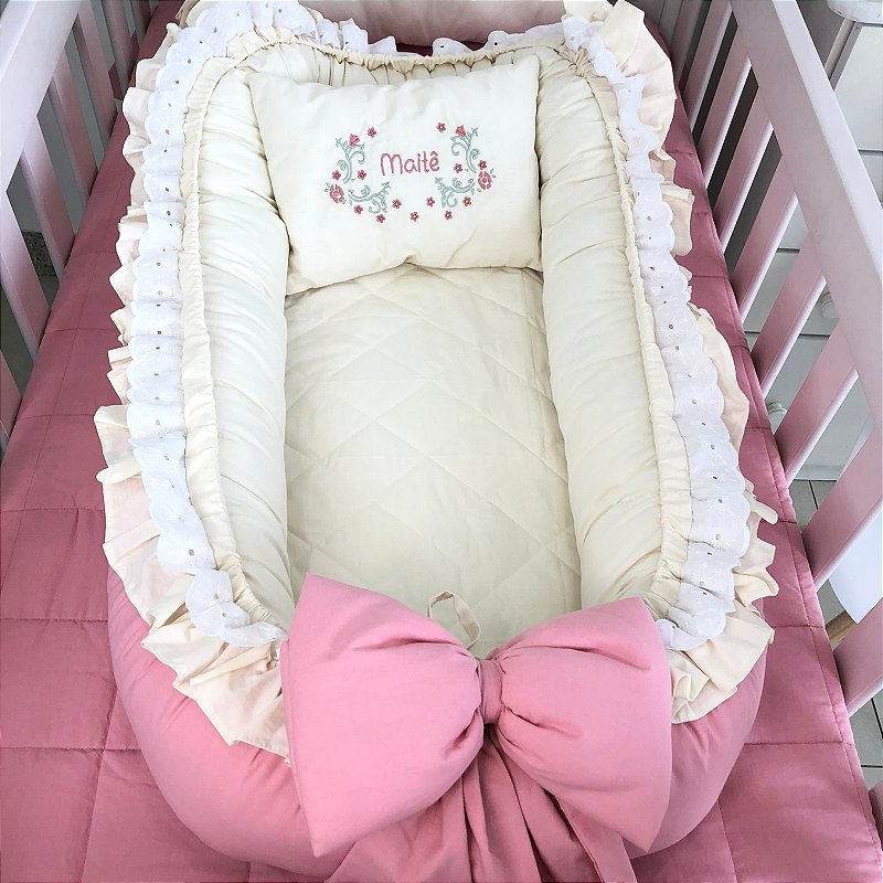 Ninho para Bebê Redutor de Berço Maitê Listrado Clássico 90cm Ajustável - Enxovais  Cordeirinho