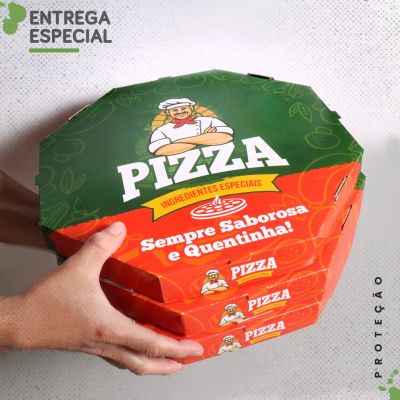 Caixa de Pizza 35 cm litografada Padrão verde - 20 unidades -  Multifestasnet - Embalagens e adereços para festas.