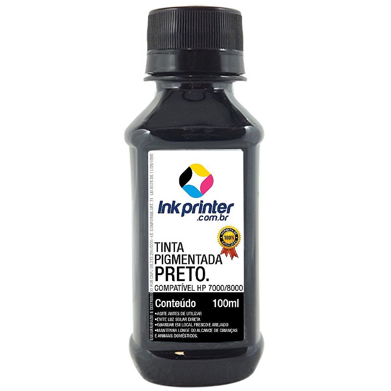 Tinta Pigmentada InkPrinter Preta para Impressora HP Série 7000, 8000 ...