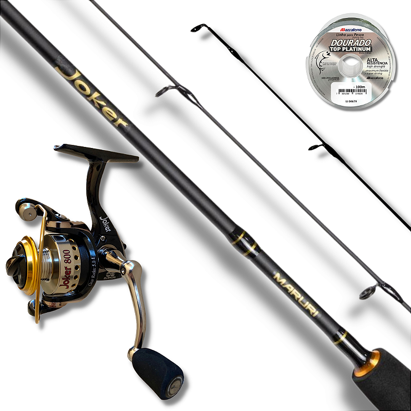 Kit Pesca Ultralight Vara Joker Preta Inteiriça + Molinete Joker