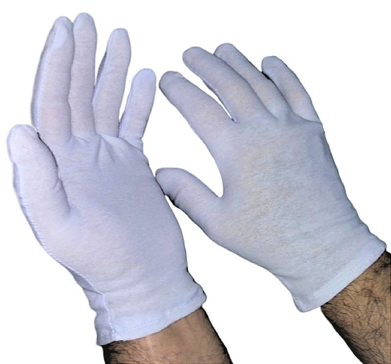 Luva Algodao Longa Kit 3 Prs Antiestática Antialérgica tratamento alergias mão