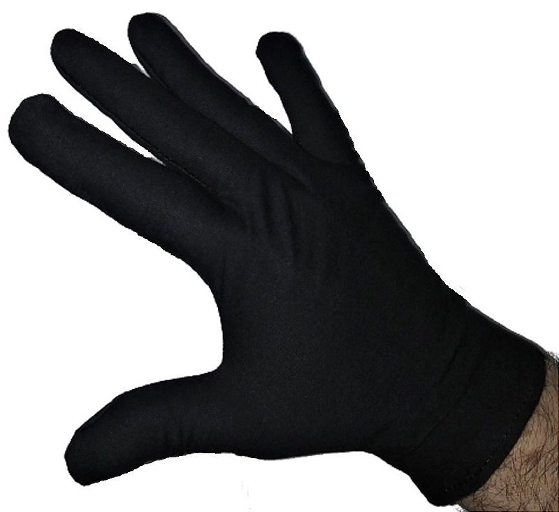 Luva de Algodão total Preta Kit 2 pares sem punho alergia fantasia