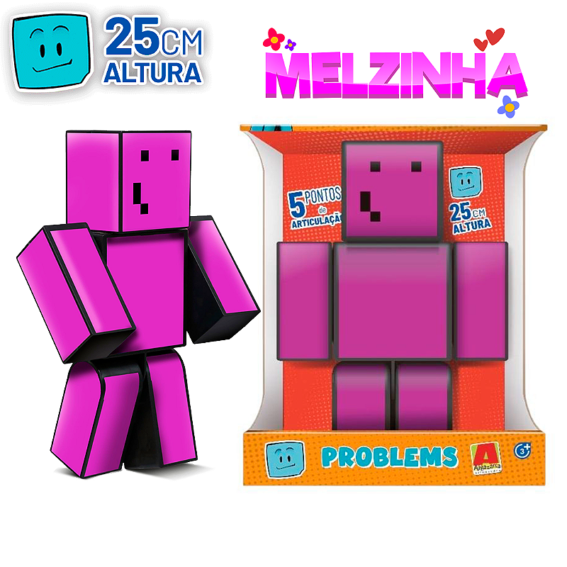 Boneco Stick Turma do Problems - Pequeno - 25cm - Minecraft - Algazarra