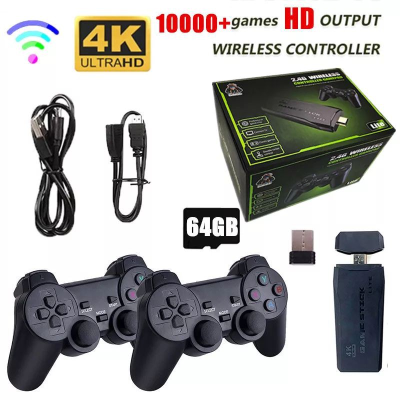 Super Game Stick Retrô Versão 2023 64 GB, com 10.000 jogos + 2 control