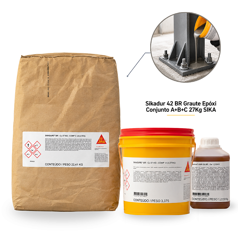 Sikadur 42 BR Argamassa Epóxi Conjunto 27kg Componentes ABC SIKA