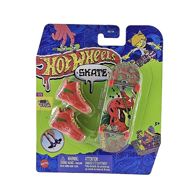 Hot Wheels Skate Fingerboard „Berry Cool“ – In Zusammenarbeit Mit Tony Hawk, Mit Abnehmbaren Sneakern, Für Kinder Ab 5 Jahren