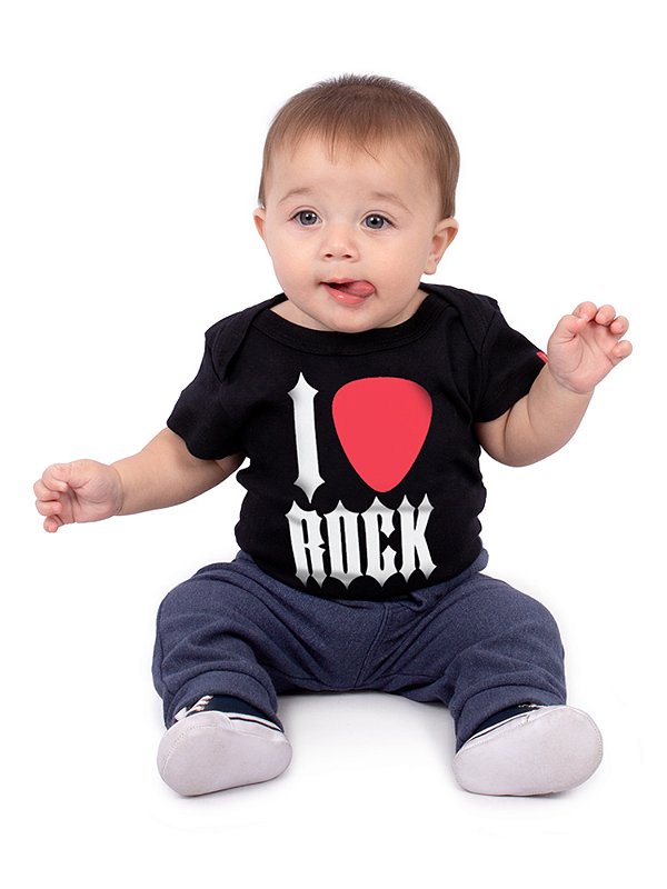 Body Bebê I Love Rock Preto - Atacado Art Rock