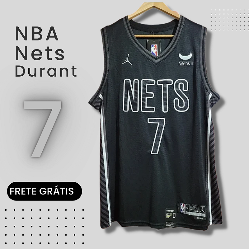 QUEIMA DE ESTOQUE! Camisa NBA Brooklyn Nets Kevin Duran 2023 Preta