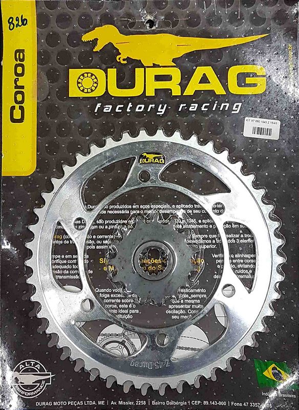Kit Coroa/Pinhão Durag XT660 - Fisch Moto Center