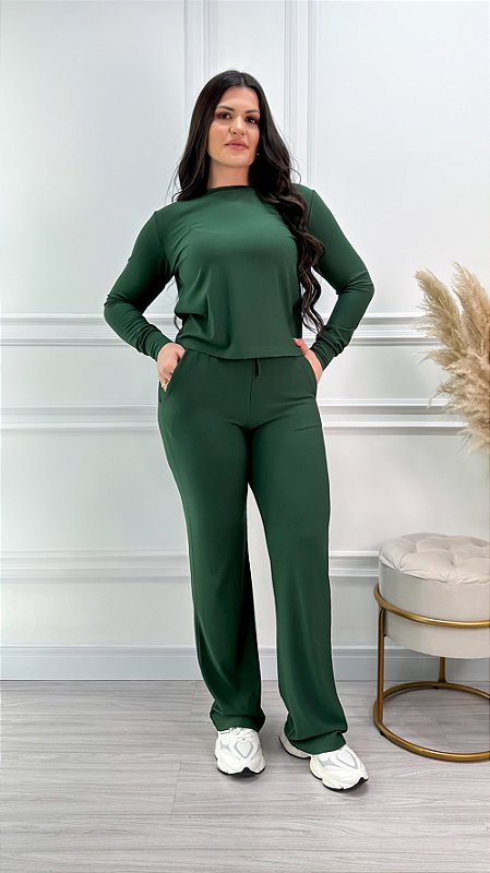 Conjunto Blusa e Calça Moletinho Alice Verde