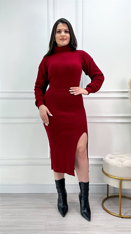 Conjunto Blusa e Saia Tricot Mousse Midi Serena