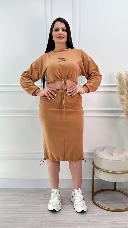 Conjunto Cropped Saia Moletinho Kimberly