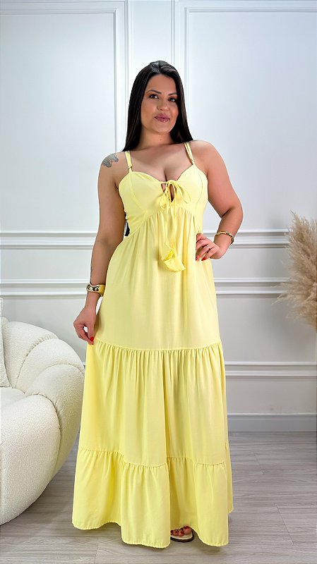 Vestido Longo Viscose Cloe Amarelo