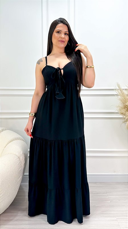 Vestido Longo Viscose Cloe Preto