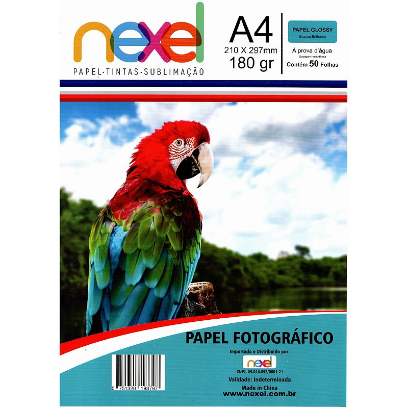 Papel Fotográfico A4 180g C 50 Folhas Modelo Distribuidora 5404