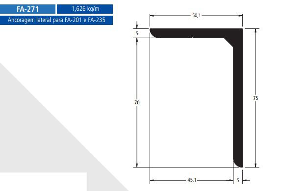 FA-271 9.75 KG POR BARRA 6,00FACHADA ATLANTA ESQUADRIA DE ALUMINIO