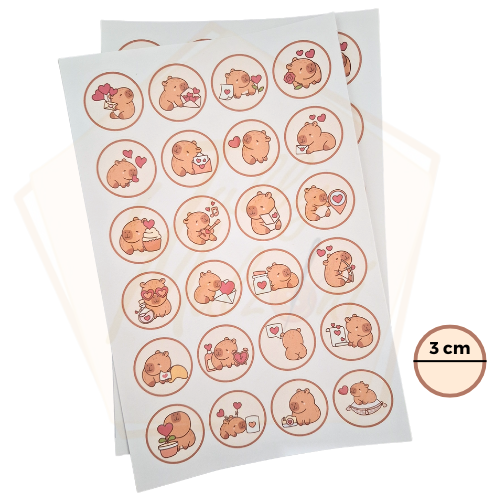 Cartela de Adesivos Autocolantes com 2 Unidades Tema Capivara - Jully ...