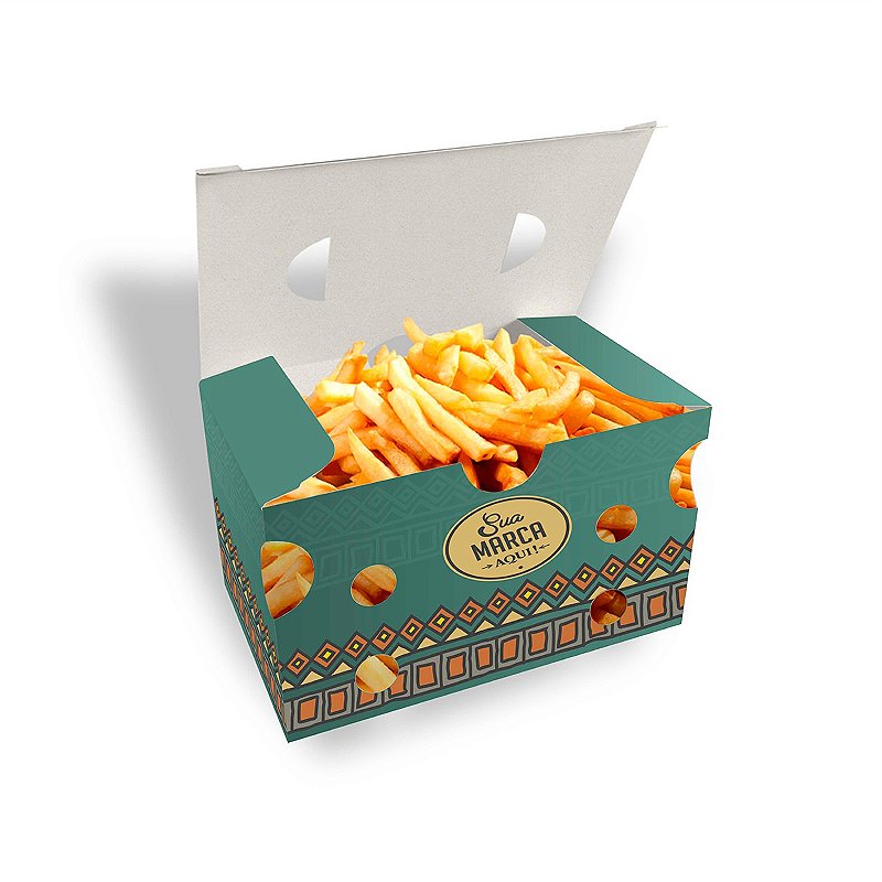 Embalagem Caixa de Batata Frita Personalizada Delivery 200g - Trama ...