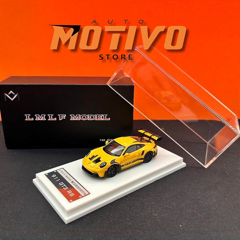 Miniatura Porsche 911 (992) GT3 RS amarela 1/64 - AutoMOTIVO Store