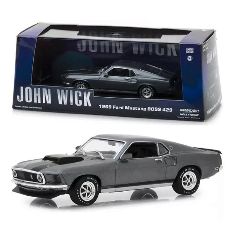ミニカー JOHN WICK 1969 Ford Mustang BOOS 429 Miniatura carro Ford Mustang BOSS 429 - John Wick 1/43