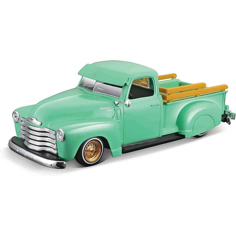 Miniatura carro Chevrolet 3100 Pickup Lowrider verde 1/24