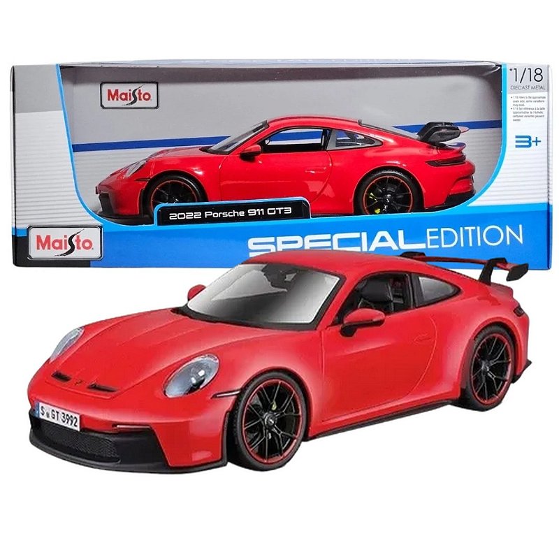 Miniatura carro Porsche 911 GT3 2022 Vermelho- 1/18 - AutoMOTIVO Store