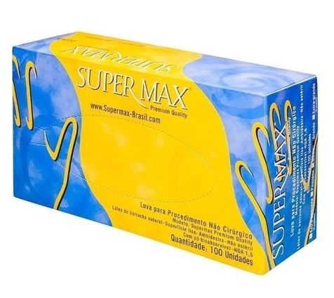 Luva procedimento látex - Supermax - Cx c/ 50 pares. - Rossi Produtos  Hospitalares