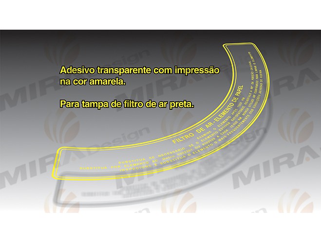 Adesivo TROCA FILTRO AR GM CHEVETTE OPALA (Transp. Letras Amarelas Gd) -  Mira Design Adesivos Automotivos