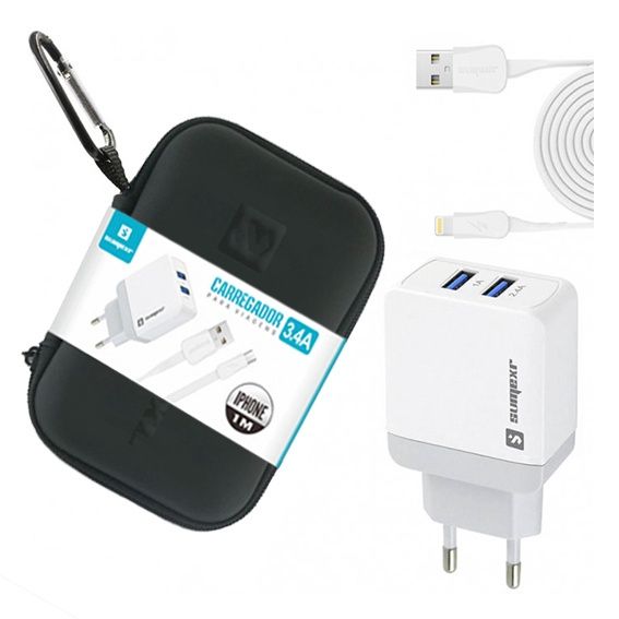 KIT Carregador completo Iphone + case - IMPORT CELL