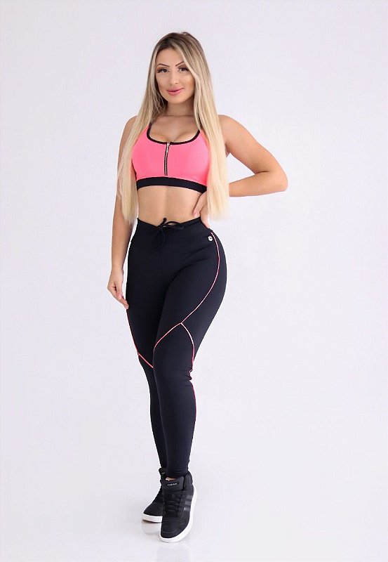 TOP SINTONIA PUSH CORAL COM PRETO