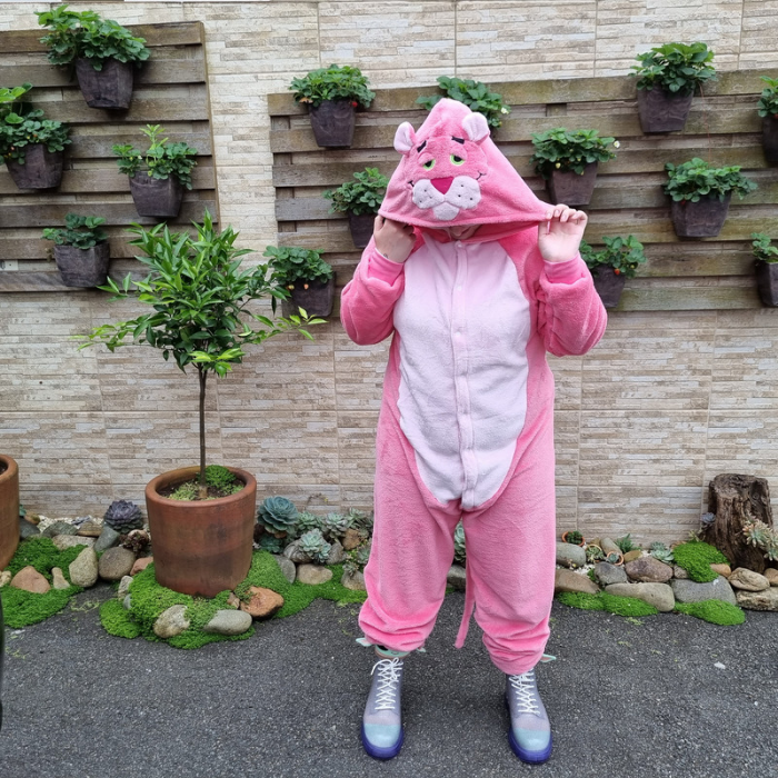 Kigurumi Pijama Macacão - Pantera Cor de Rosa