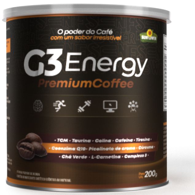 G3 Energy Premium Coffee Solúvel 200g Sunflower Loja Tem Vida