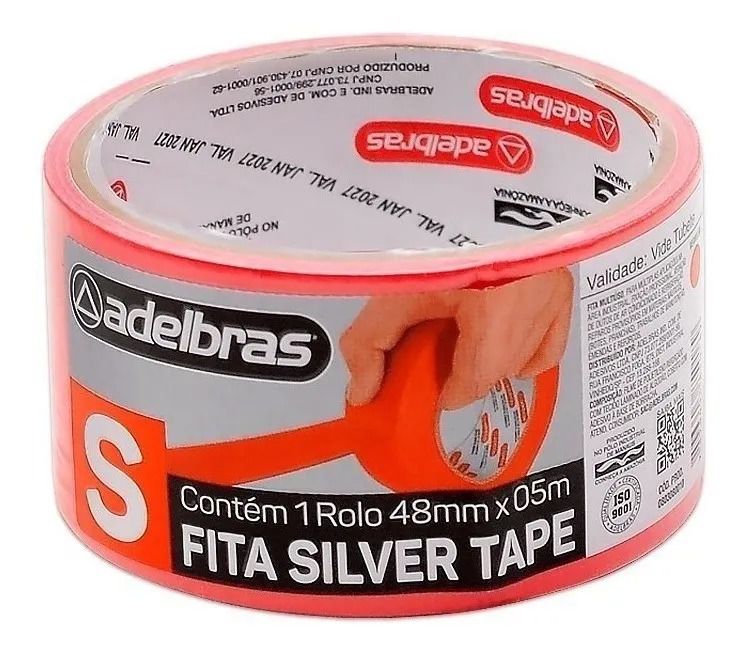 Fita Silver Tape Vermelha 5 Metros 48mm Adesivo Multiuso ADELBRAS -  MultiPrimer - Mude Sua Forma de Comprar