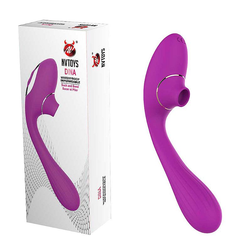 VIBRADOR DE PONTO G COM SUGADOR CLITORIANO DINA
