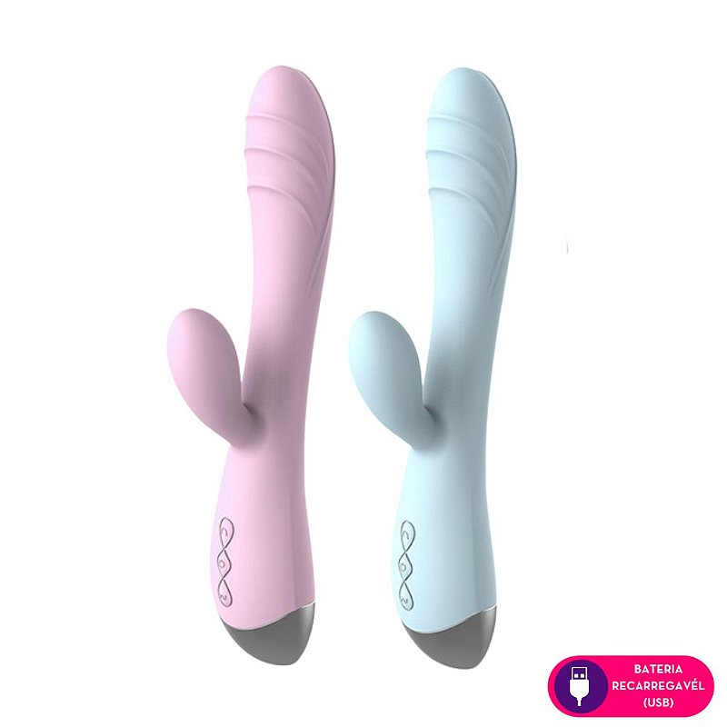 VIBRADOR RECARREGÁVEL PONTO G COM ESTÍMULO CLITORIANO