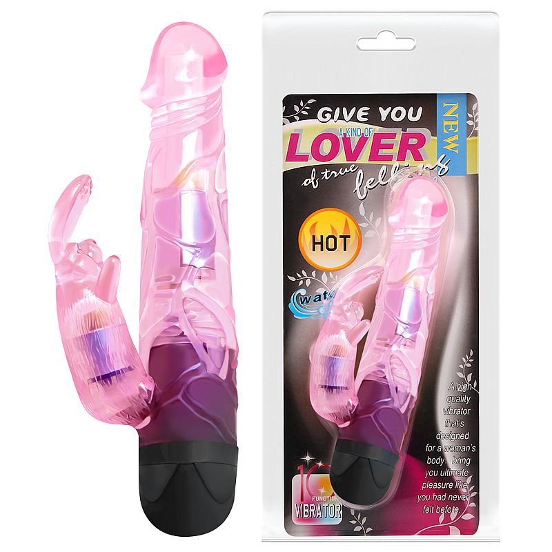 VIBRADOR EM JELLY COM ESTÍMULO CLITORIANO PILHA