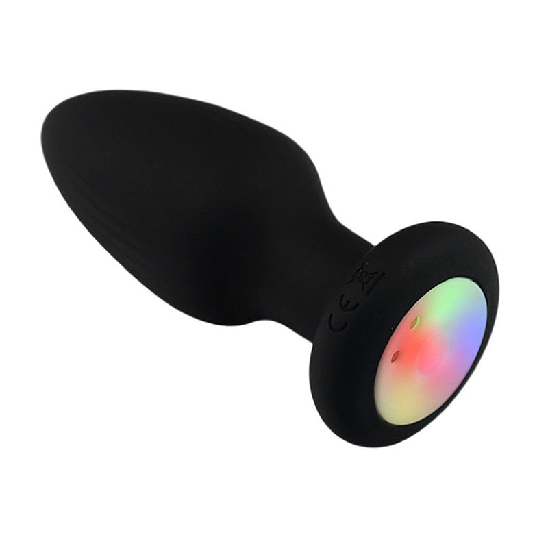 PLUG ANAL EM SILICONE COM ROTAÇÃO E LED RECARREGÁVEL