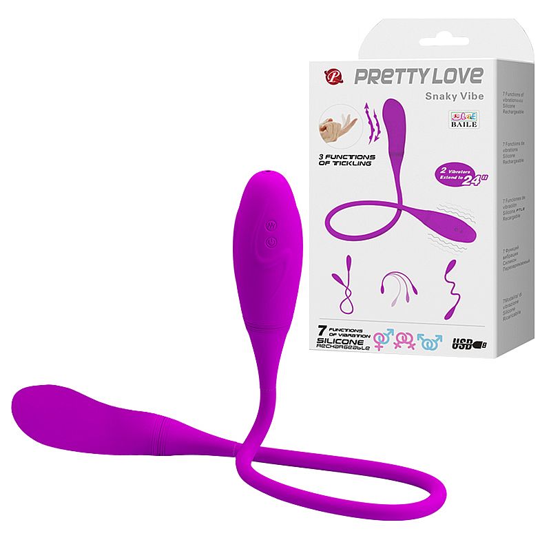 VIBRADOR DE PONTO G E CLITORIANO COM DEDILHAR DUAS PONTAS  SNAKY