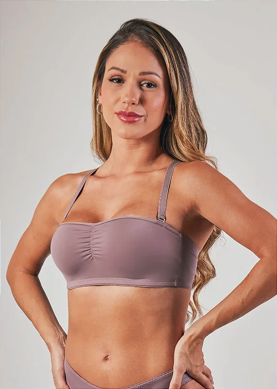 SUTIÃ TOP COM BOJO E ALÇAS REMOVÍVEIS EM MICROFIBRA DULOREN BERINJELA