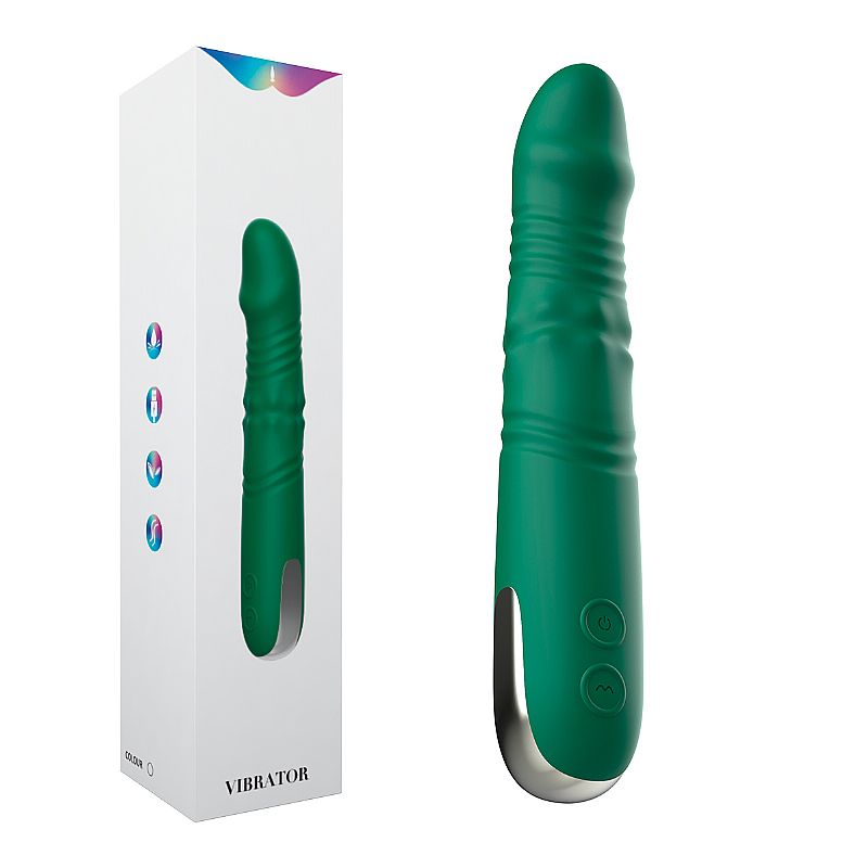 VIBRADOR DE PONTO G COM VAI E VEM E ROTAÇÃO DE ESFERAS 22,3x3,7cm