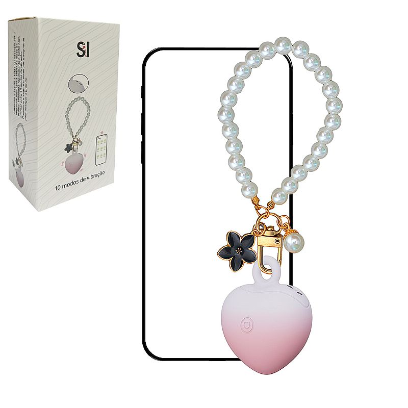 VIBRADOR COM FORMATO DE CORAÇÃO EM CHAVEIRO A LONGA DISTANCIA 13,3x3,3cm