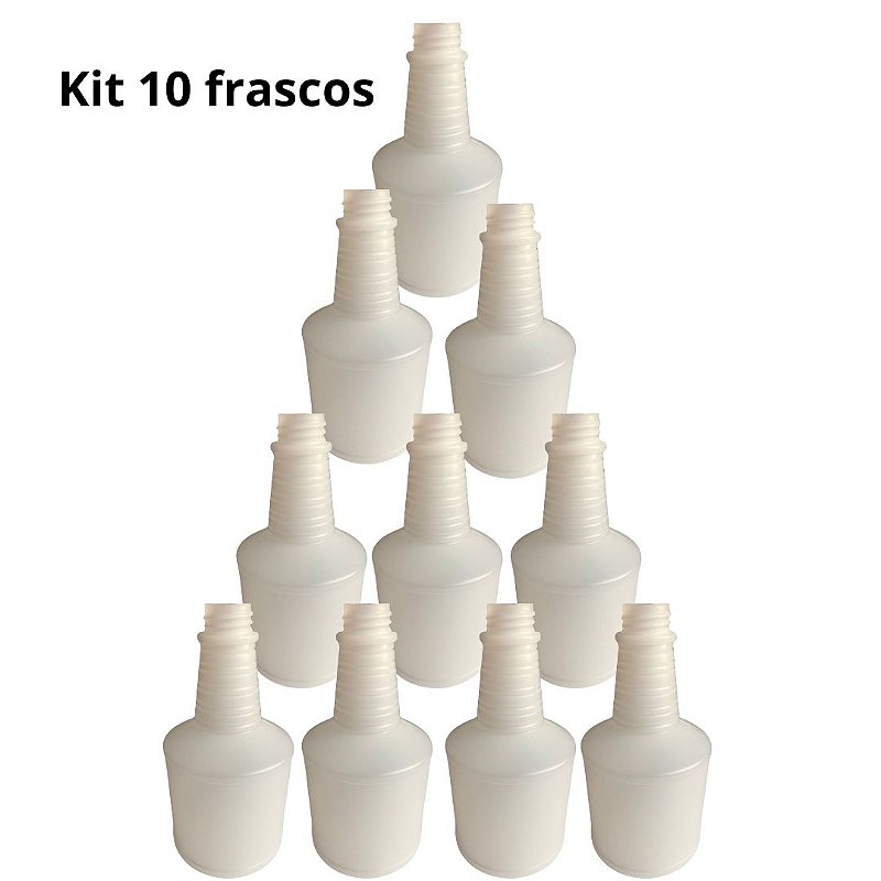 Kit com 10 Frascos p/ Pulverizador PEAD 500 ml Sem Gatilho