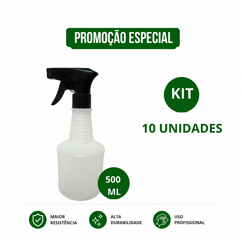 Pulverizador 500 ml PEAD- Kit c/ 10 unidades