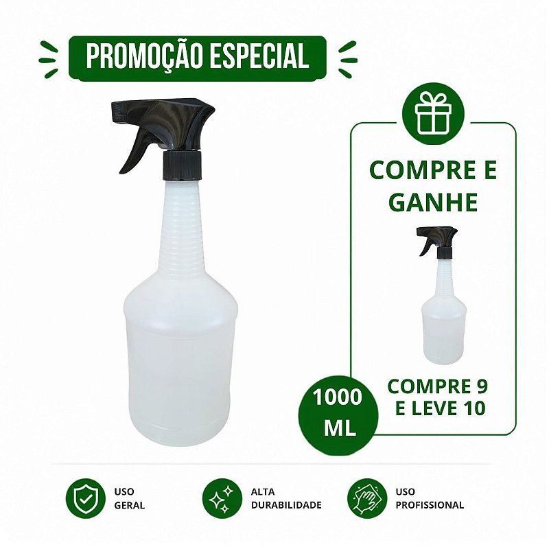 Kit 10 Pulverizadores 1L PEAD com Gatilho Preto