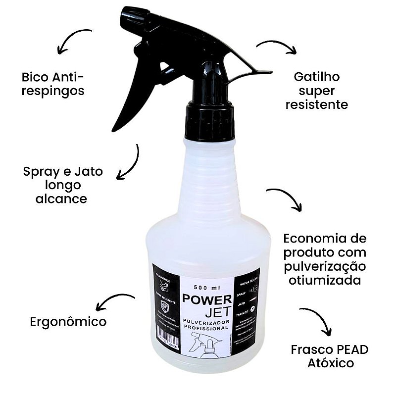Kit 10 Pulverizadores Power Jet 500ml