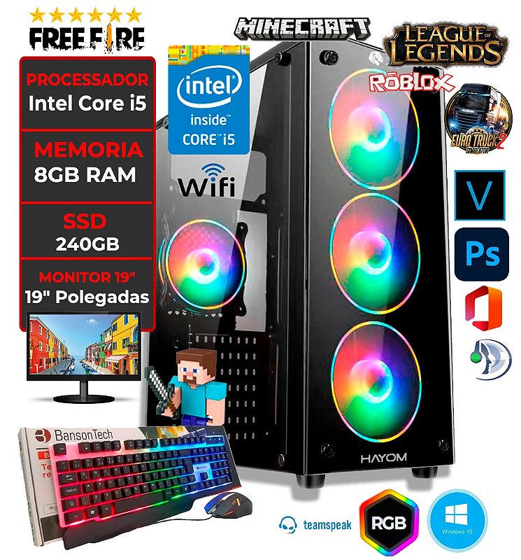 Pc Gamer Barato Intel I5 8gb Ssd 240gb Com Jogos Instalados