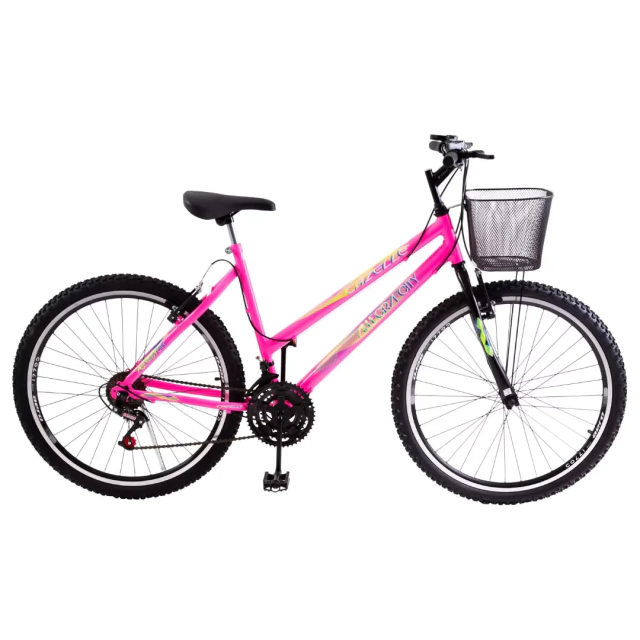 BICICLETA COLLI CAZELLE ALLEGRA CITY ARO 26 COMUM 18V ROSA NEON D