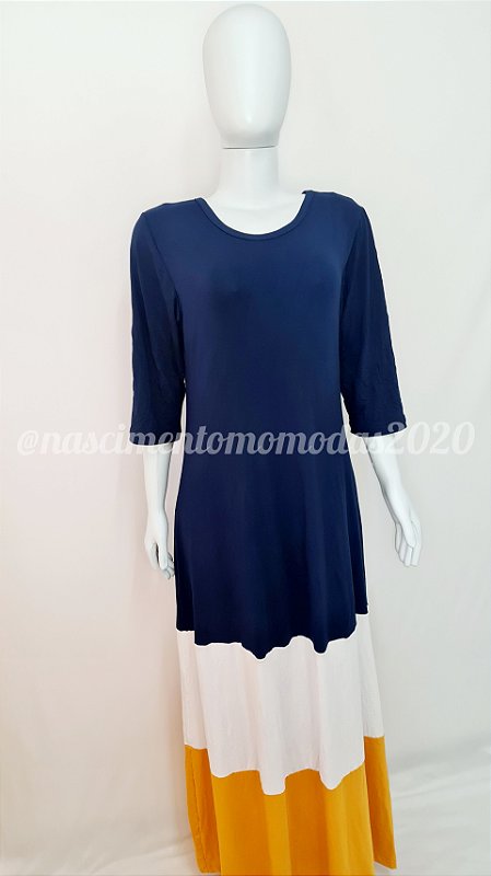 Vestido Longo Manga 3/4