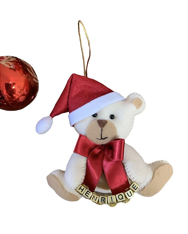 Enfeite Natalino - Ursinho Noel Personalizado com Nome
